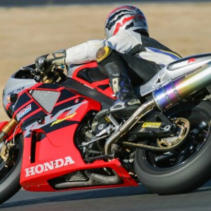 Mark Kitaoka on Honda sportbike on race track