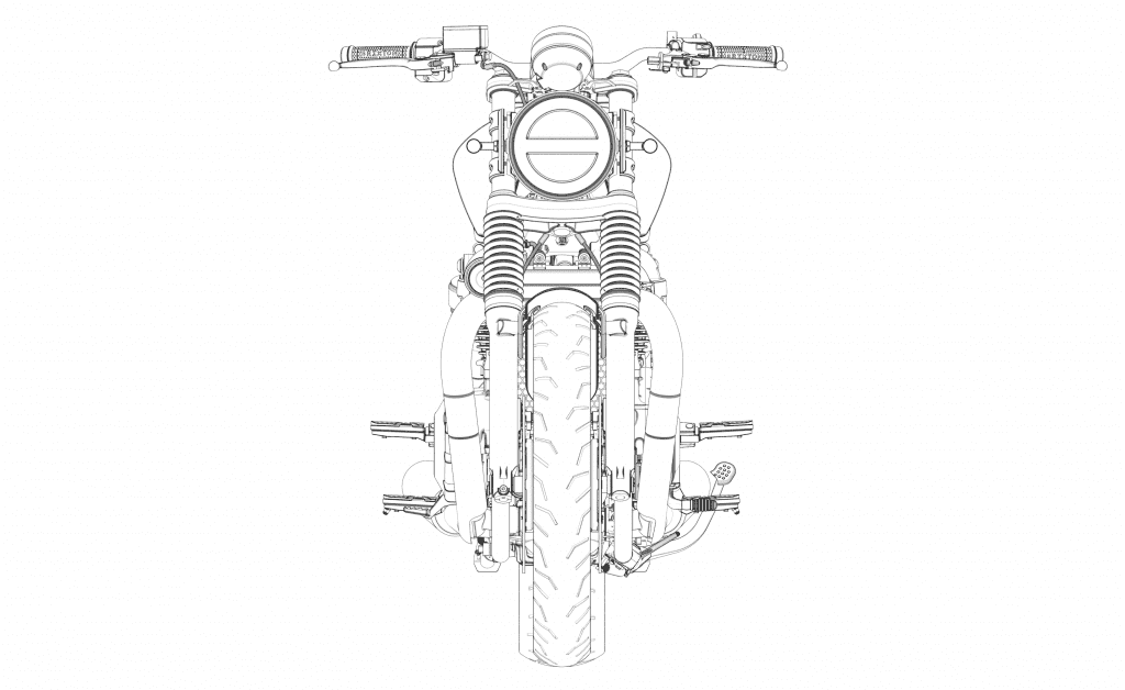 A frontal view of Brixton Motorcycles' mystery 1200cc British Roadster