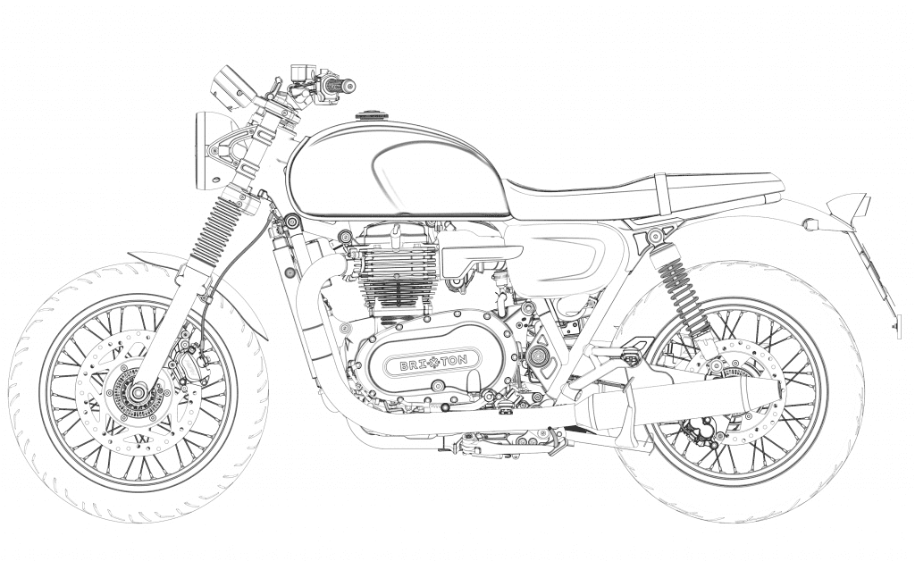 A left-side view of Brixton Motorcycles' mystery 1200cc British Roadster