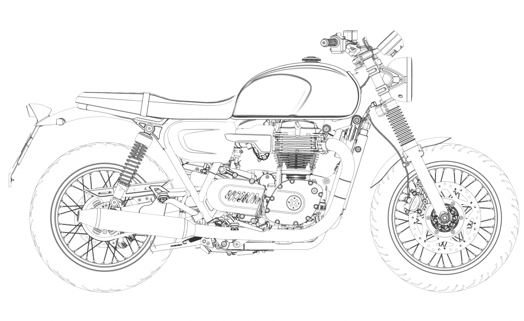 A right-side view of Brixton Motorcycles' mystery 1200cc British Roadster