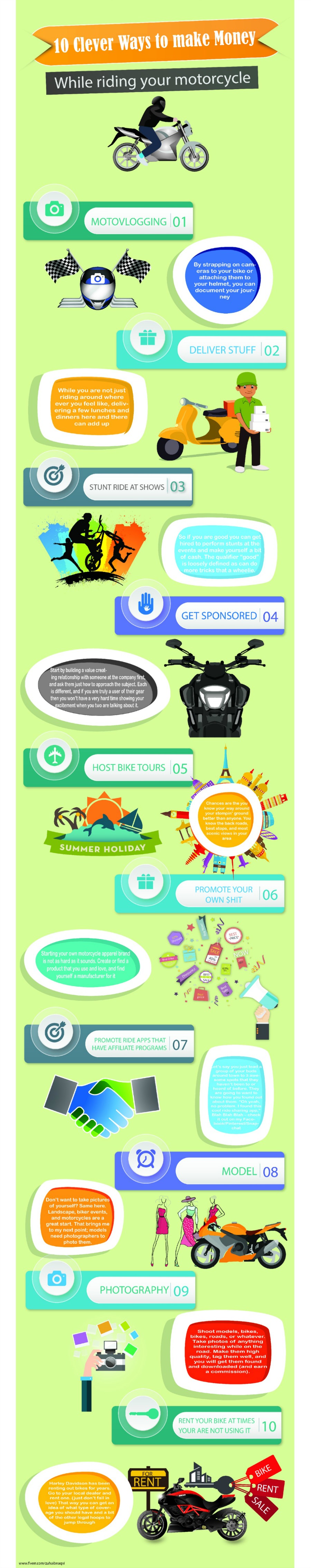 10 Clever ways to make money while riding your motorcycle graphic