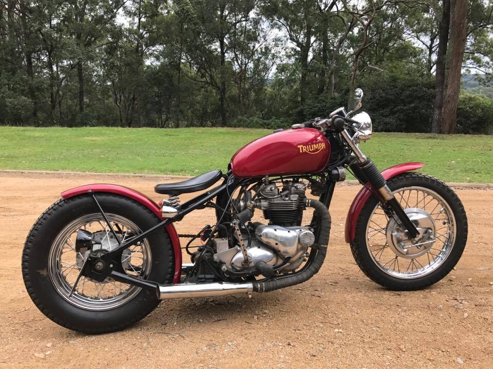 Paul Baltzer with his 1973 Triumph Bobber custom and 1970s Harley Shovelhead that he will show at the 2017 RACQ MotorFest