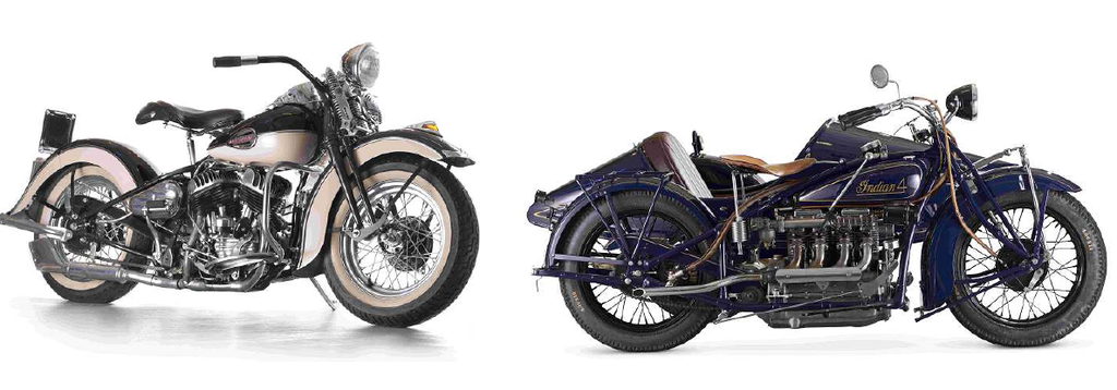 1942 Harley WLA and 1930 indian 402, part of the The Lonati motorcycle collection 