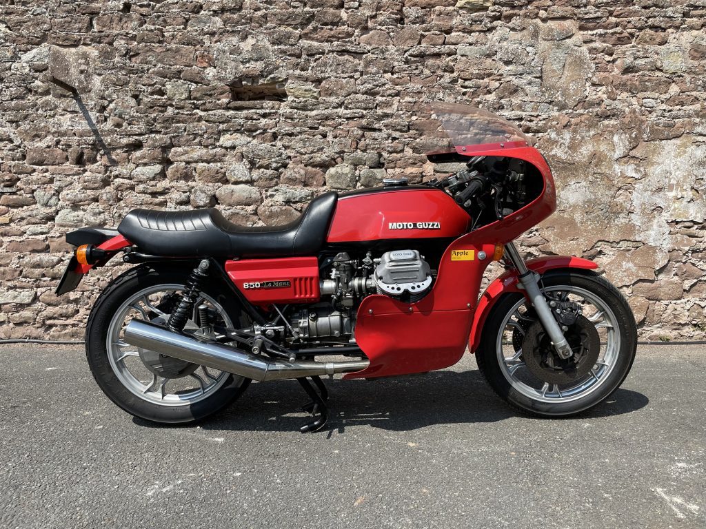 A view of Hammond's 1977 Moto Guzzi Le Mans Mk I