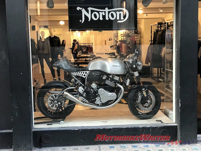 Norton Motorcycles in Beak St, London levis crowd