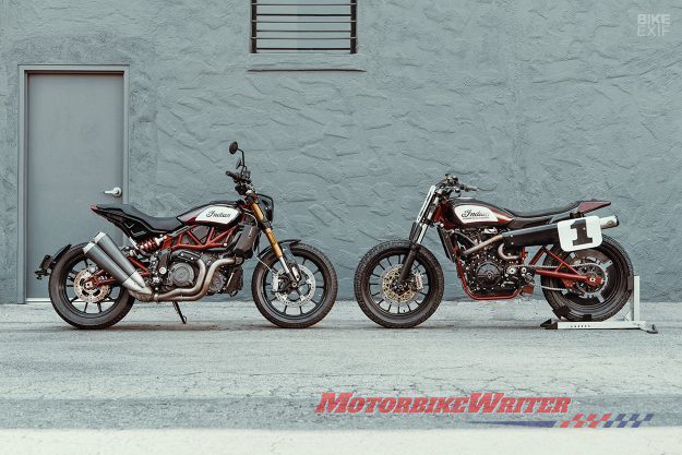 Race-spec FTR 1200 and FTR750 flat track racer Cycle