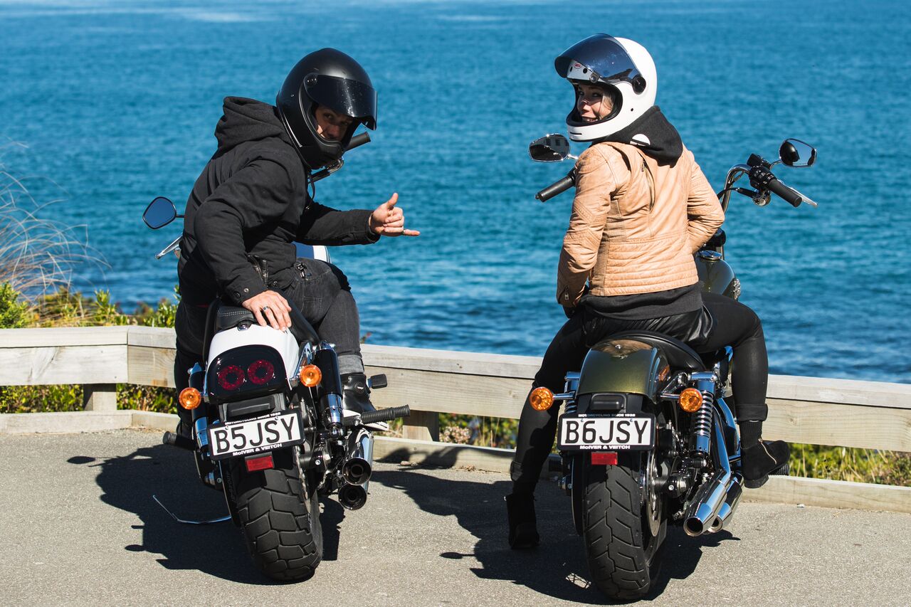 BMX and mountain bike racing couple Barry Nobles of the USA and Aussie Olympian Carline Buchanan share a passion for two wheels that extends to their Harleys.