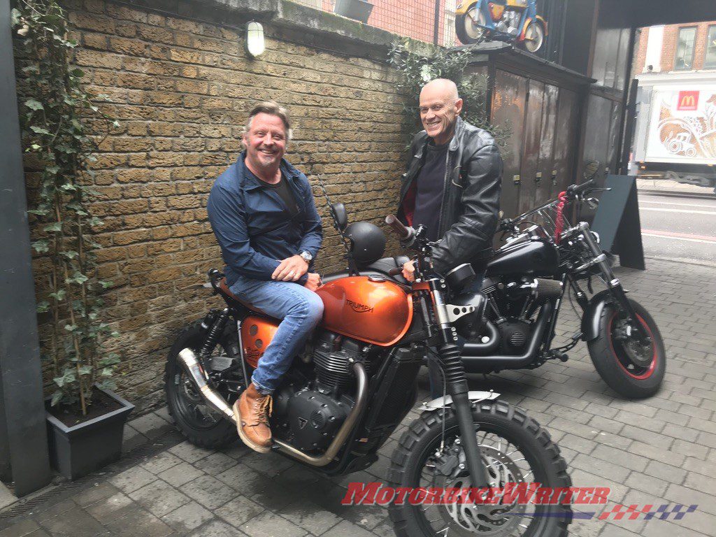 Charley Boorman answers questions from readers writer Ewan McGregor Moto Guzzi V85TT Long Way Up on Moto Guzzi and Triumph
