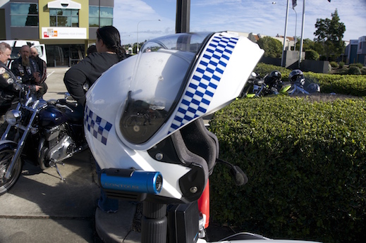 Police cops speed speeding charity ride helmet cameras modular