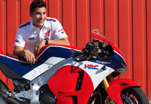 Marc Marquez with the Honda RC213V-S road-legal MotoGP bike