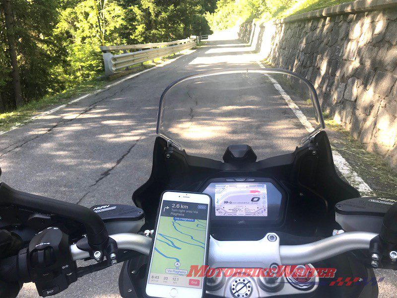 Europe motorcycle travel parking Italy tunnel GPS satnav