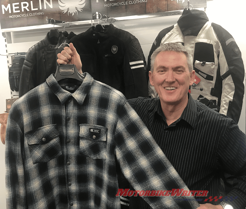 Merlin's Steve Franklin with their flanno leisure gear