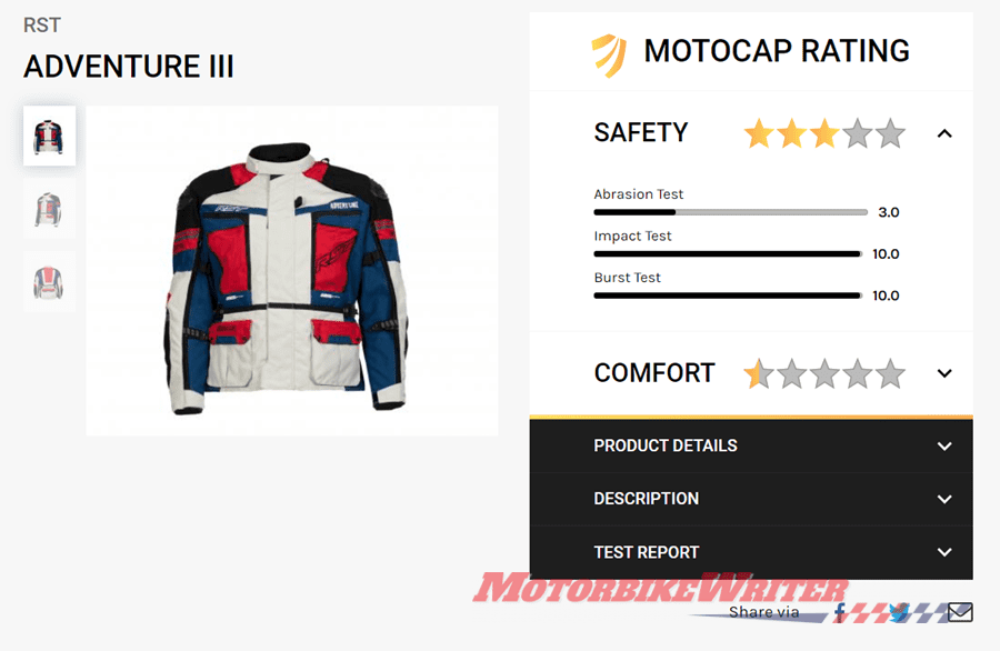 MotoCAP now rates more than 200 items