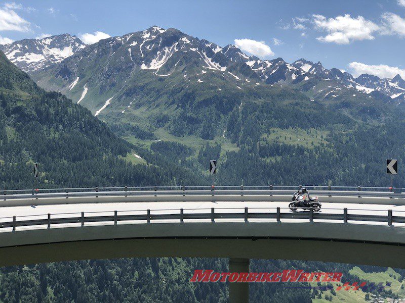 Switzerland Europe motorcycle travel parking Italy tunnel GPS satnav