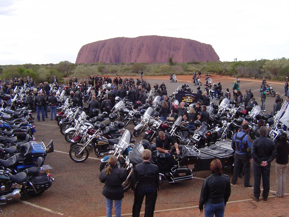 Harley-Davidson HOG rally Uluru motorcycles Australia Day defend pull
