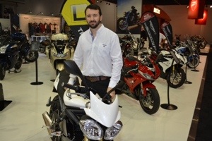 Brisbane Moto Expo Peter Huckin of Triumph with Street Triple 660