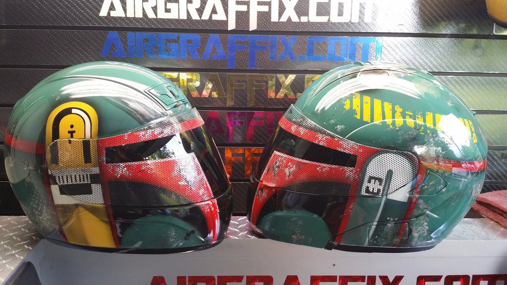 Custom Boba Fett Airbrushed Motorcycle Helmet by Air Graffix side view