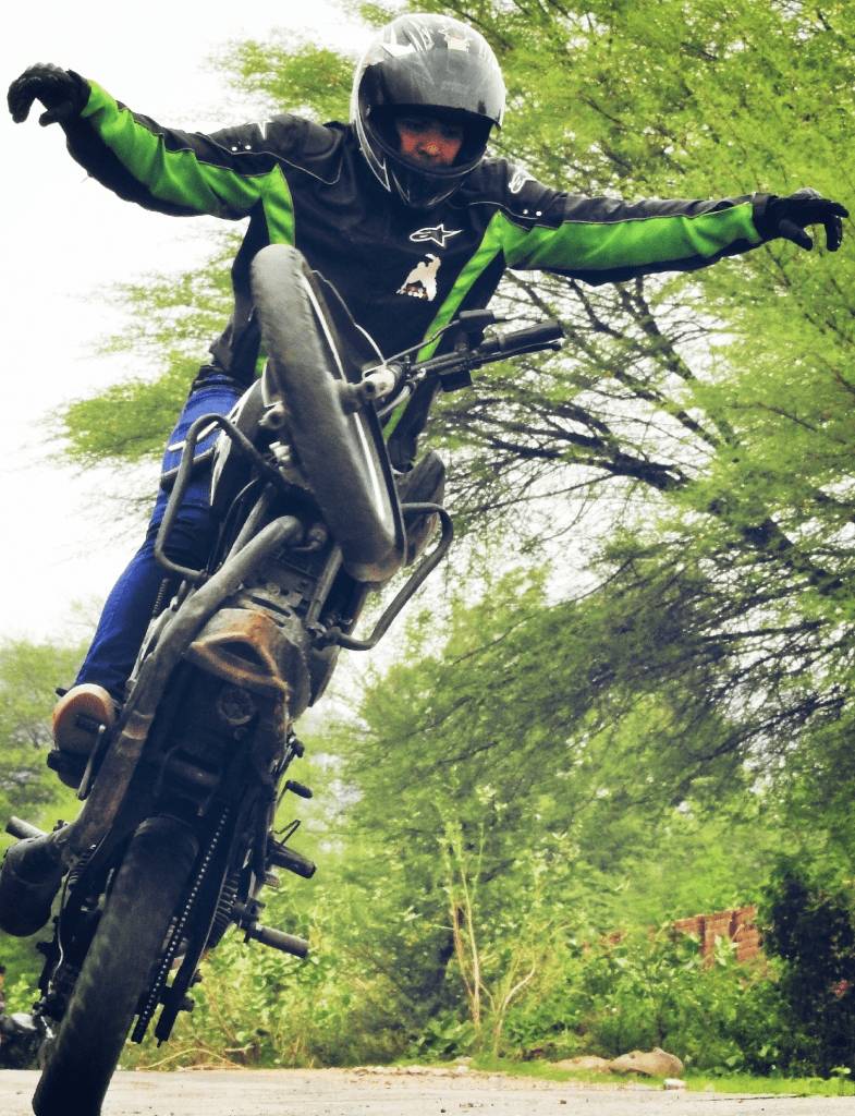 ROHITESH UPADHYAY showing off his wheelie skills