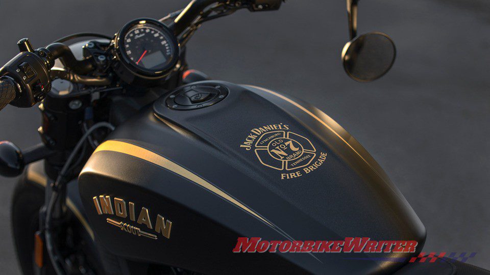 2018 Jack Daniel's Scout Bobber in gold and black