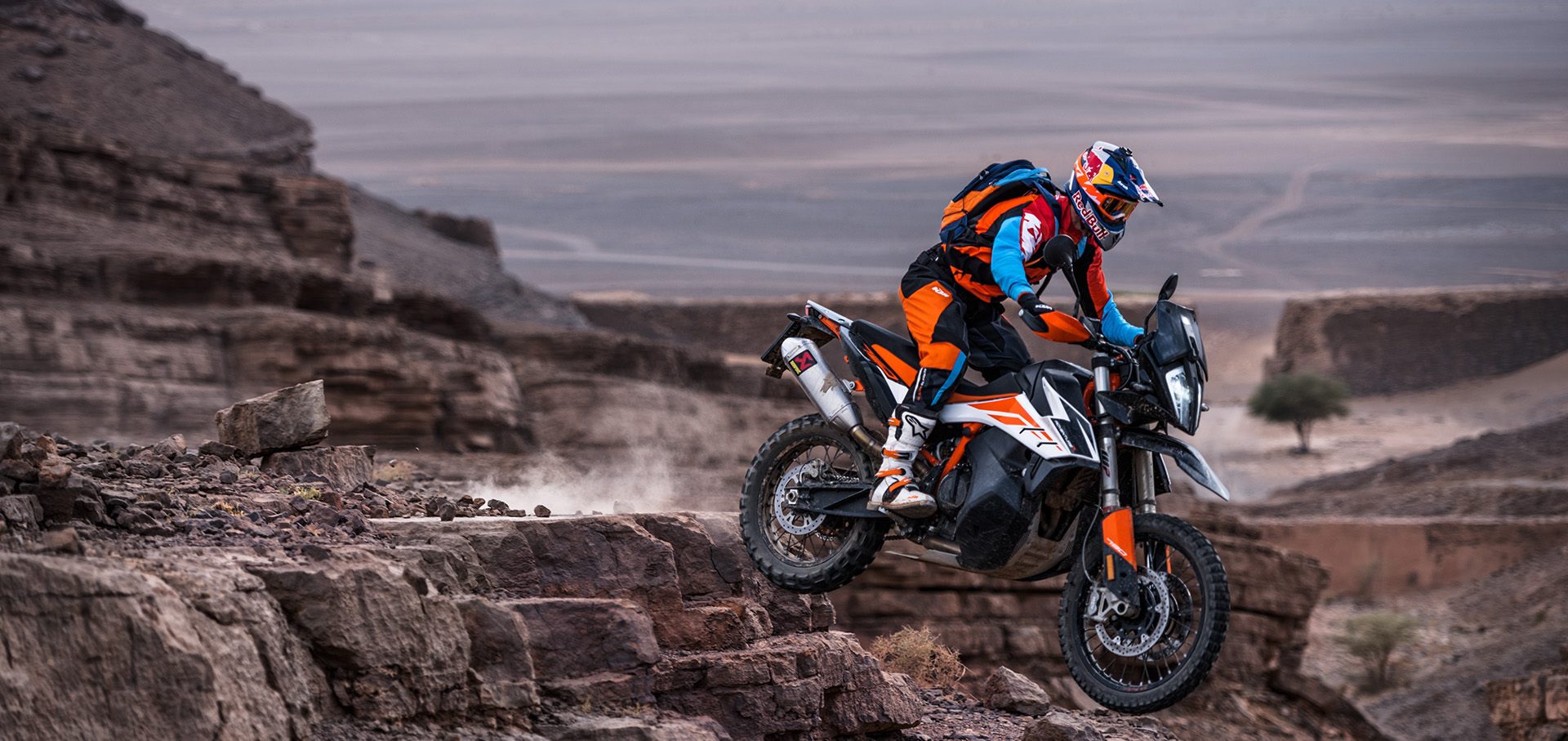 2021 KTM 790 Adventure R Riding A Rocky Trail