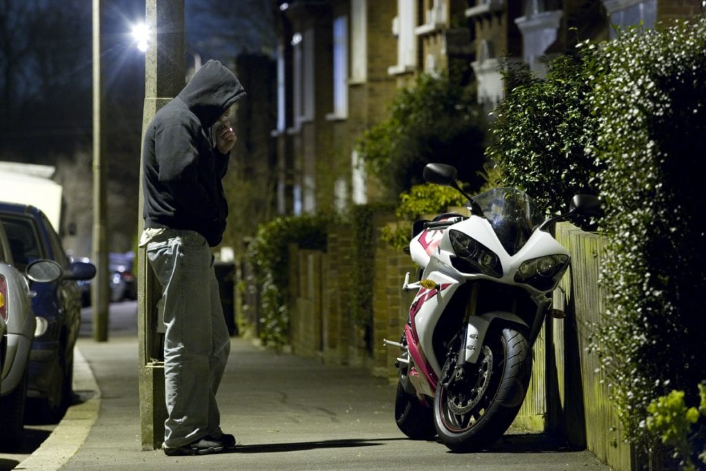 a motorcycle in danger of being stolen