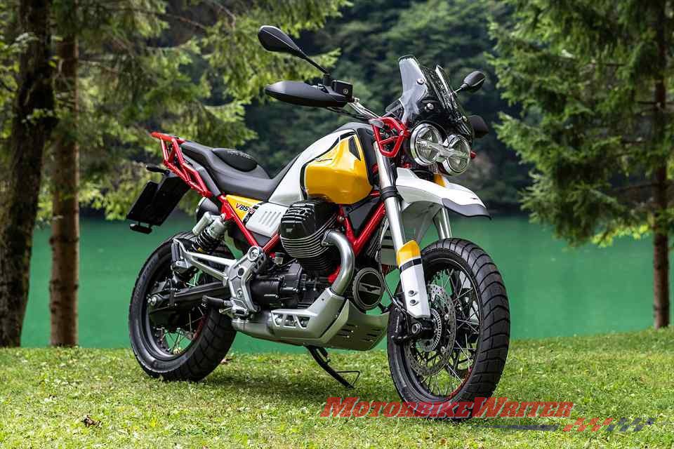 Moto Guzzi V85 TT arrives colours two faults