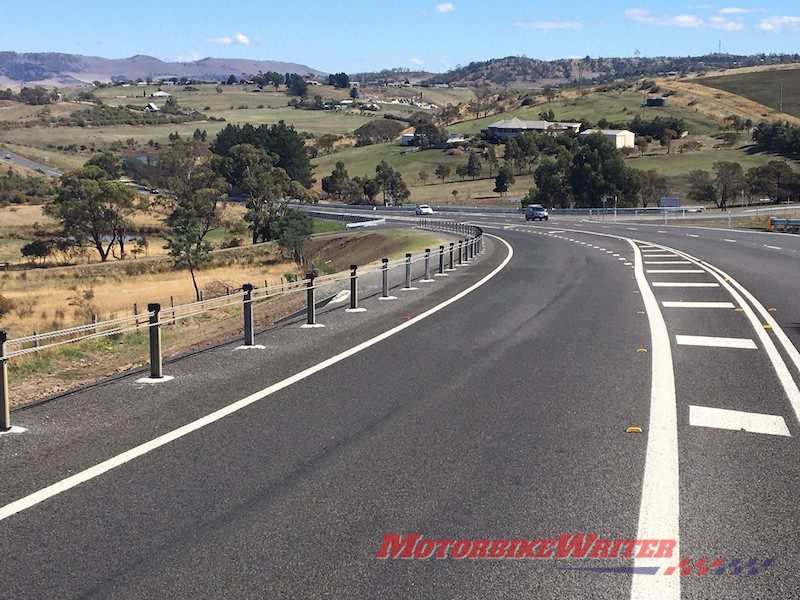 Wire rope barriers in Tassie on a gradual bend