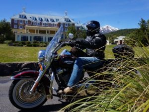 Chateau, mountain and Harley crescendo