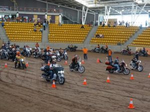 Slow riding in the equine centre at HOG rally