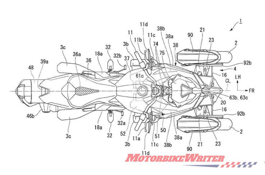 Honda Neowing Goldwing leaning three-wheeler trike patent granted aka