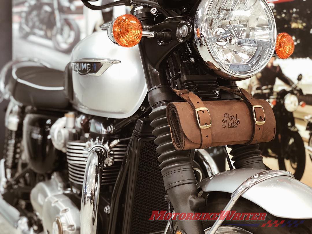 Port and Hide leather gear for custom bike scene