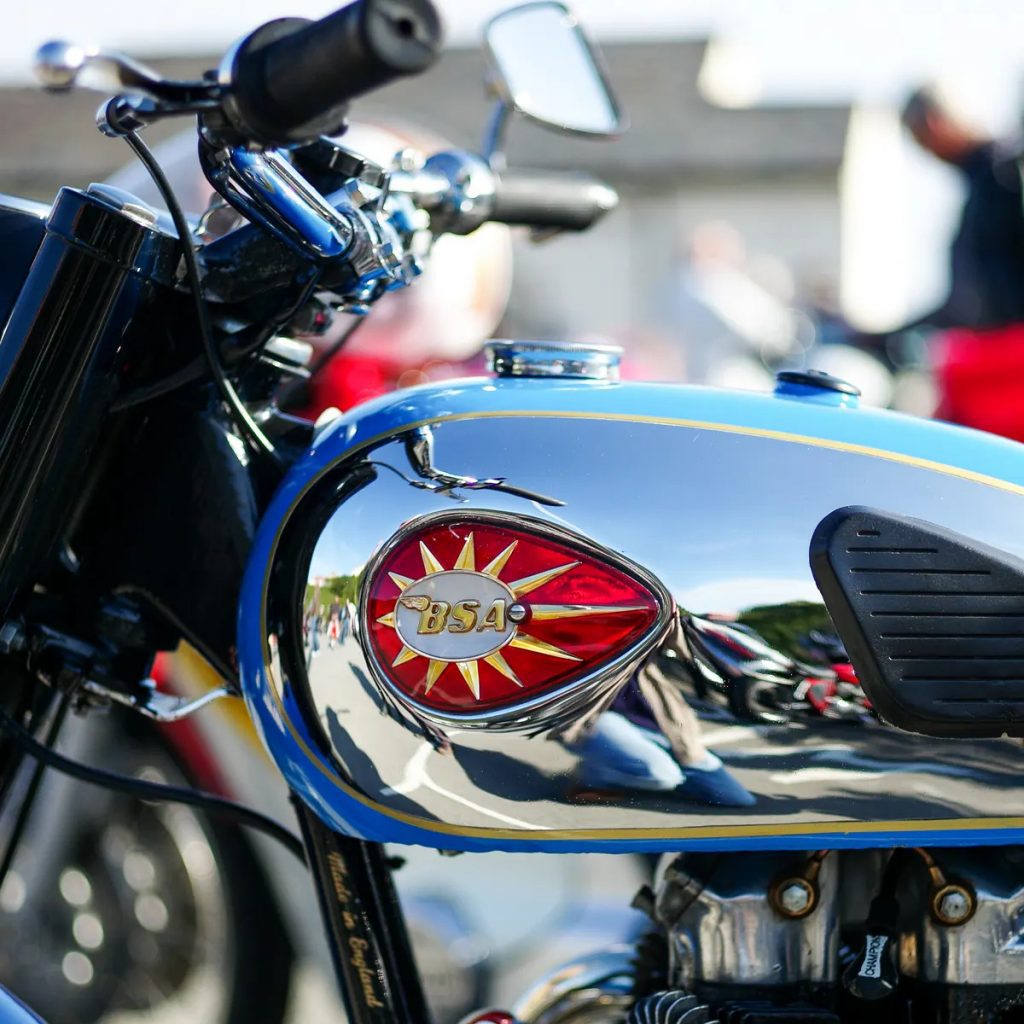 A view of the tank of a BSA motorcycle