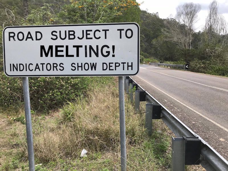 New roadworks on Mt Glorious melting tar reservations bitumen fix water