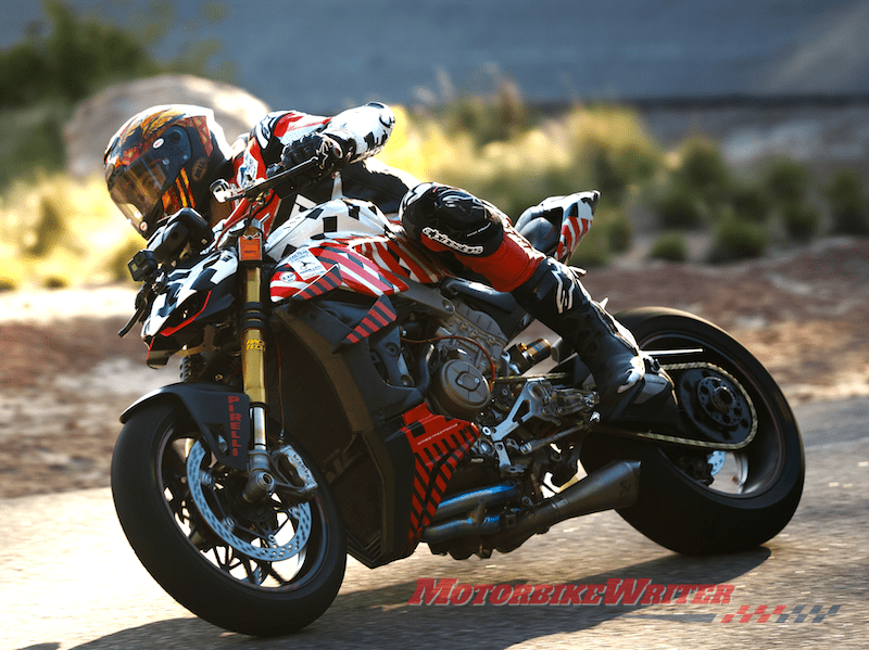 Carlin Dunne rides Ducati V4 Streetfighter prototype at Pikes peak Multistrada V4