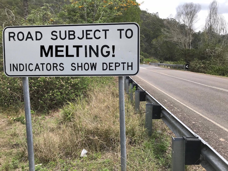 New roadworks on Mt Glorious melting tar reservations bitumen