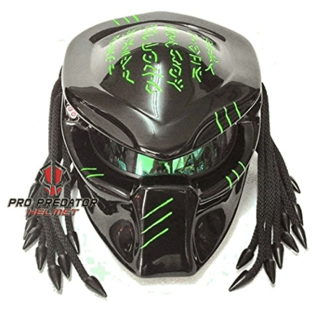 Black Custom Predator Motorcycle Helmet 