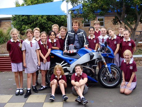 Retired Sydney school principal Jim Delaney has an addiction to motorcycles