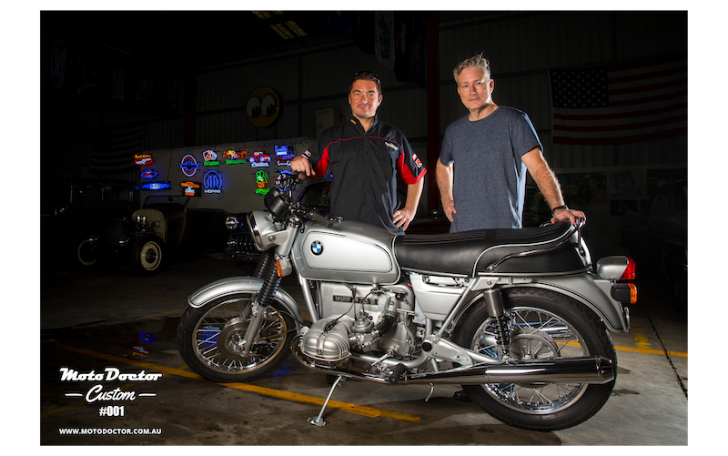 Attila and Owen with the 1974 BMW R75/6 airhead