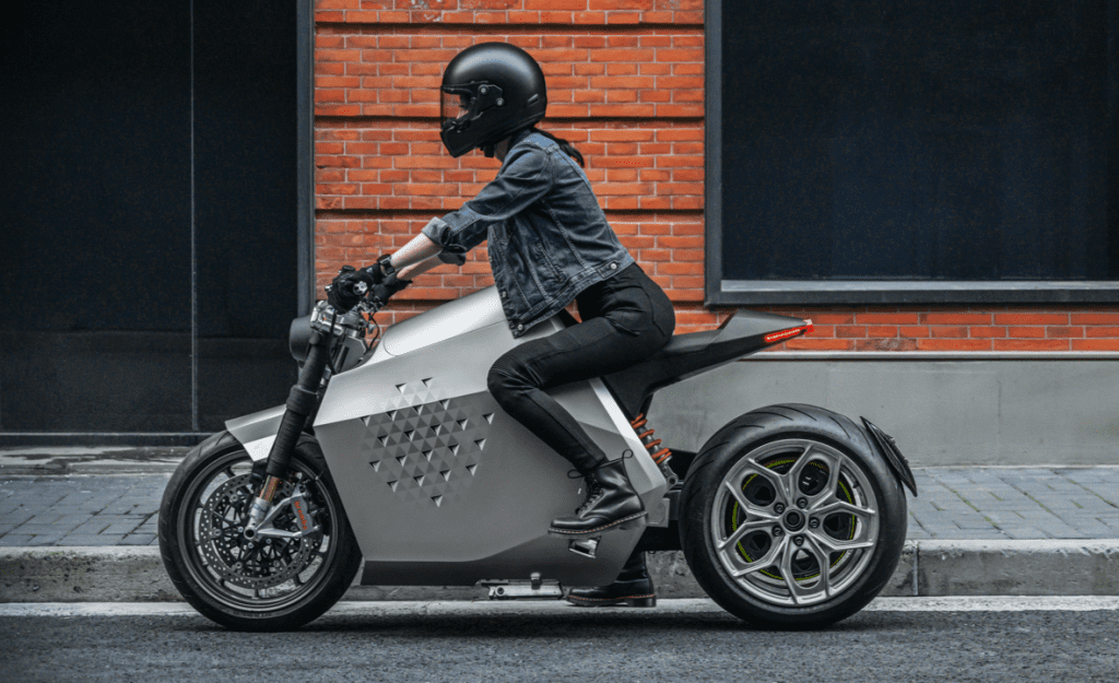 a side view of Davinci Tech's new electric Motorbike, the DC100