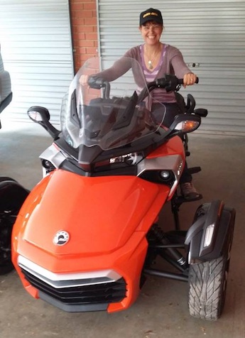 Judith with her 2016 Can Am F3-S Spyder
