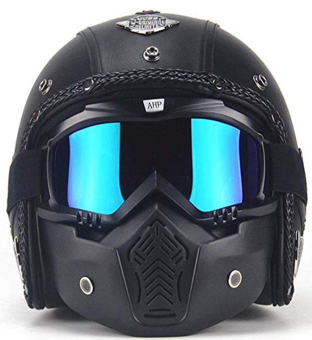 AUTOPDR Open Face Vintage Motorcycle Helmet