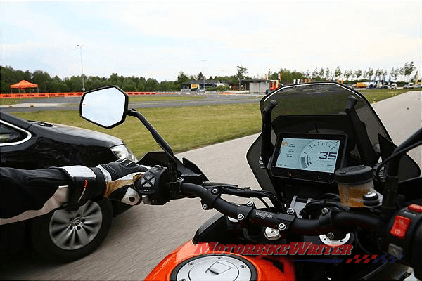 KTM tests Adaptive cruise control and blind spot alert 1290 super duke r