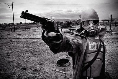 Apocalypse motorcycle Helmet and a gun