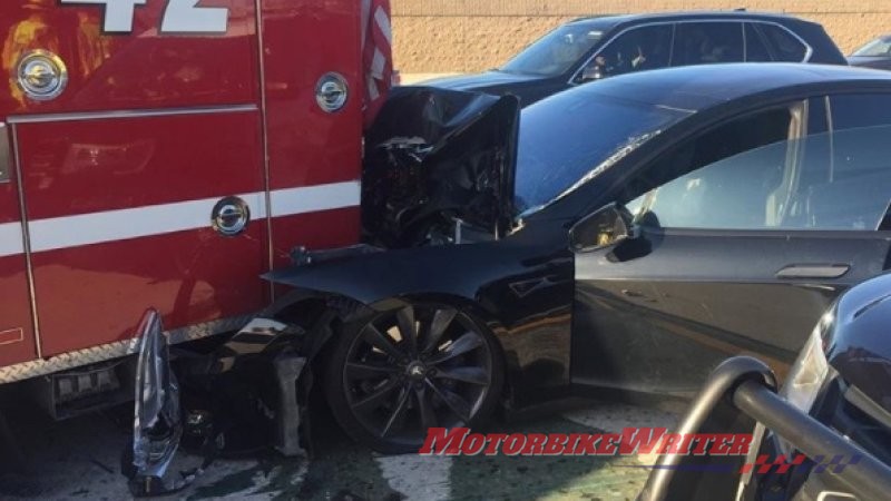 Autonomous cars Tesla hits fire engine cancer