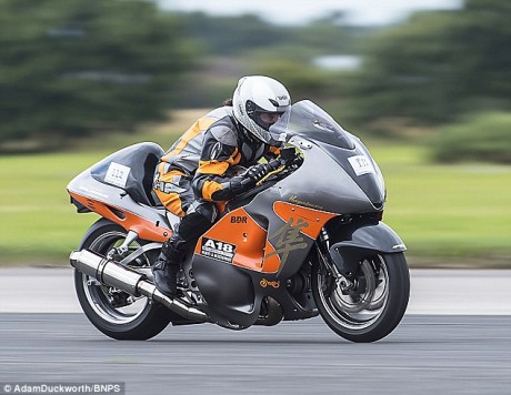 Fastest rider Beccie Ellis on her Hayabusa Turbo - wheelie