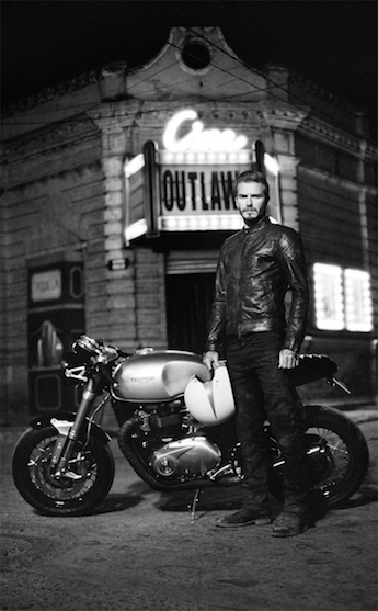 David Beckham on a custom Triumph Bonnneville