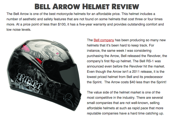 Bell Arrow Motorcycle Helmet Review