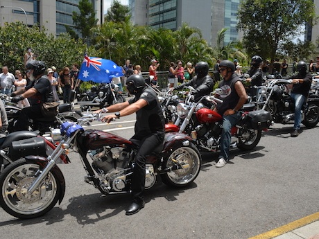 Riders protest the laws at the January 26 rally in Roma St