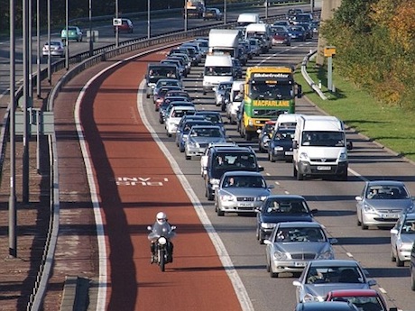 Bus Lane rider - helmet cam - lane filtering - traffic jams