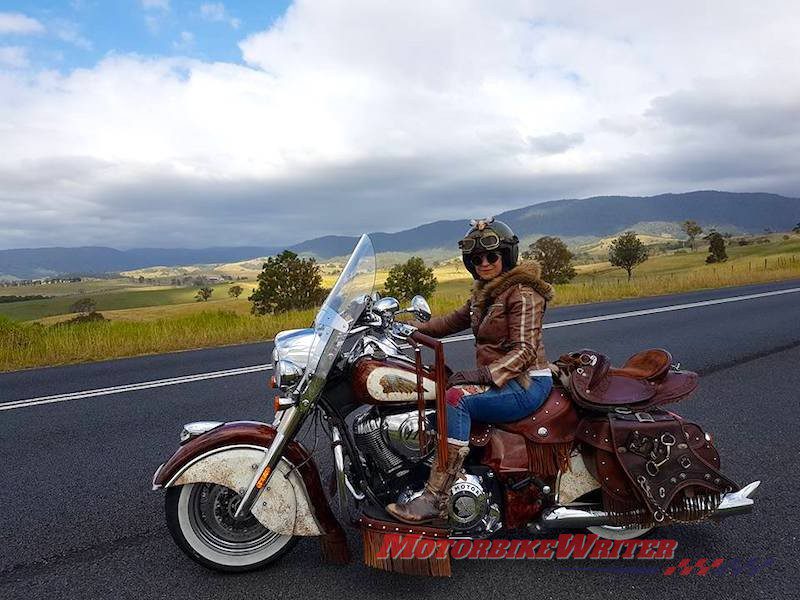 Chris Keeble and her Indian Chief Vintage Calamity Jane